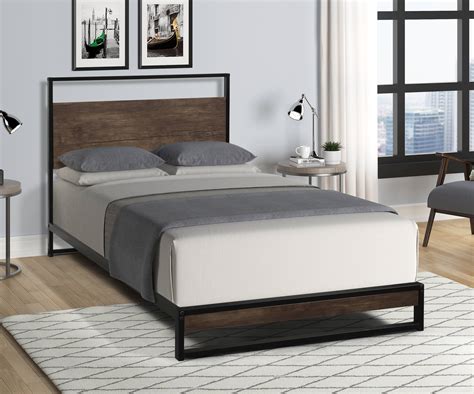 Twin Platform Bed Frame Industrial Metalen Twin Size Bed With Headboard And Metal Slats