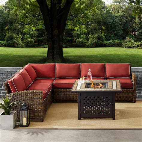 Crosley Furniture Bradenton 5 Piece Outdoor Wicker Seating Set With