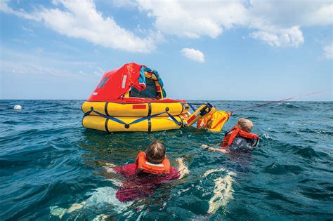 The offshore rafts are built to be more comfortable and well equipped when there is a chance of being at float for more than a day and further from shipping traffic! Launching and boarding a life raft