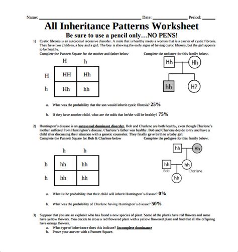Complex Patterns Of Inheritance Worksheet