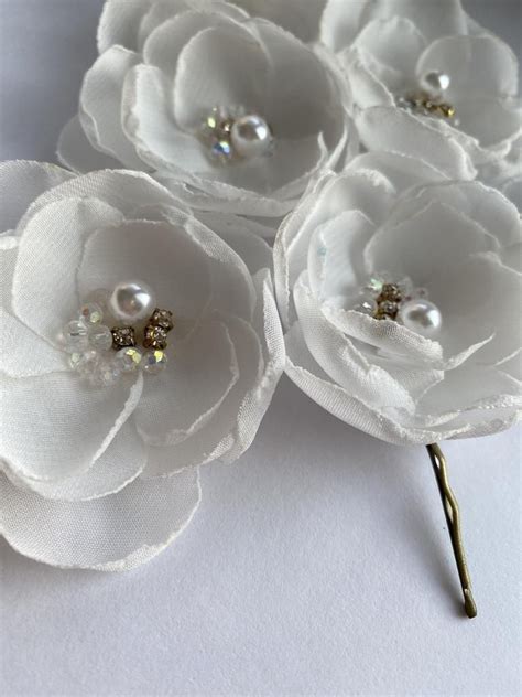 White Flower Pin Wedding Flower Girl Hair Accessories Etsy In 2021