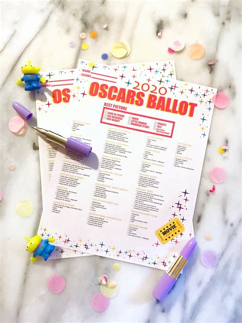 Free Printable 2020 Oscars Ballot ⋆ Brite And Bubbly