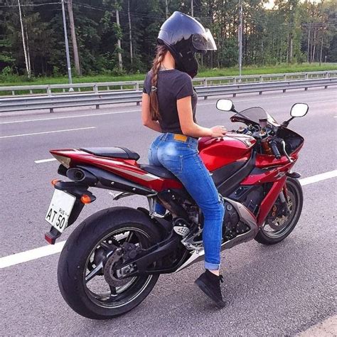 Woman On Red Yamaha R1 Motorcycle