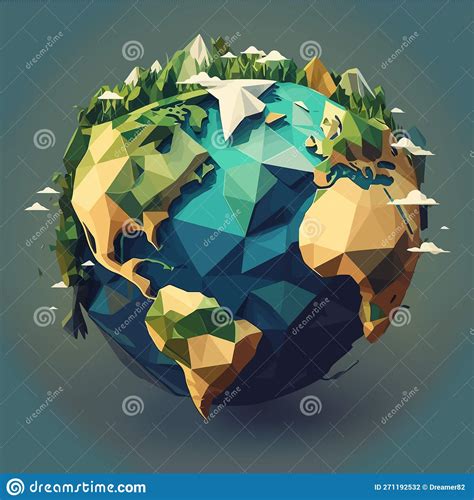 Low Poly Earth Illustration Polygonal Globe Icon Stock Illustration