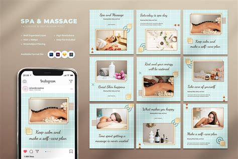 Spa And Massage Instagram Post Creative Photoshop Templates ~ Creative Market