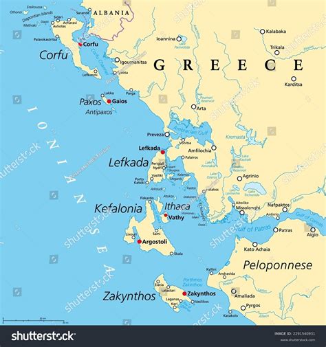 Ionian Islands Region Greece Political Map Stock Vector Royalty Free Shutterstock