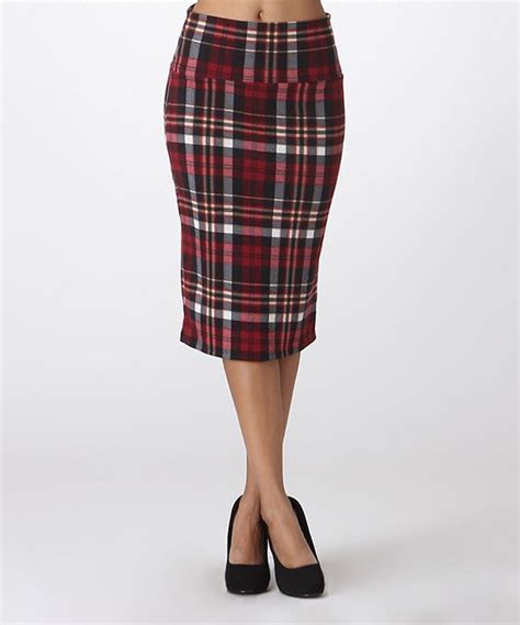 Red Gray Plaid Pencil Skirt Zulily