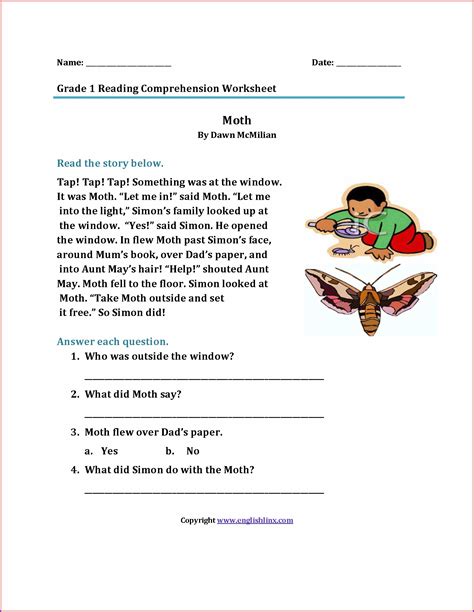 Free Printable Reading Comprehension For Grade 1 1st Grade Reading