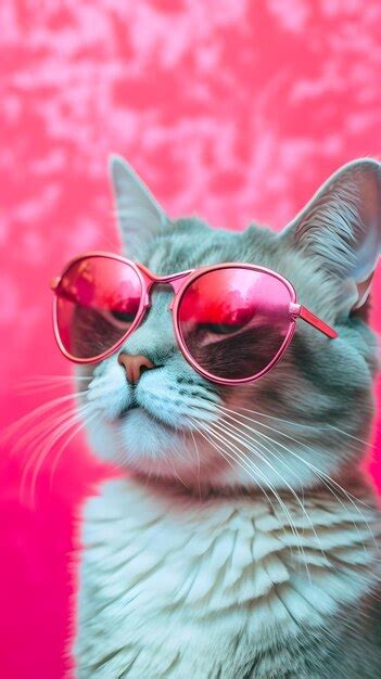 Premium Ai Image Cute Cat With Glasses Lovely Cute Kitty Poster