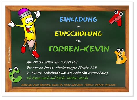 Lustige und witzige Einladungen zur Einschulung | Unser-Festtag
