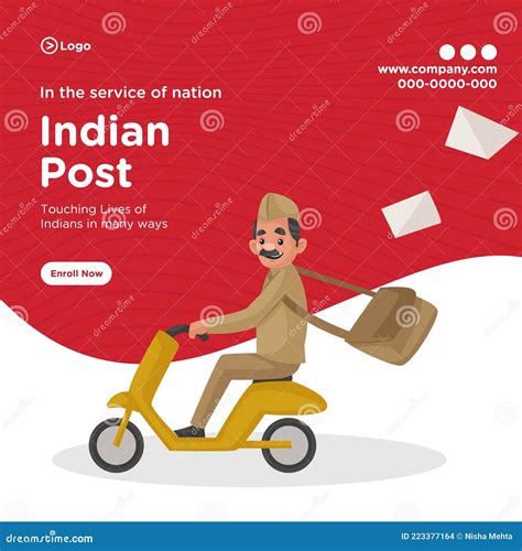 Banner Design Of Indian Post Service Stock Vector Illustration Of