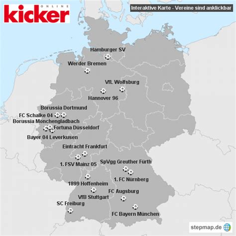 Under ziel ist es euch. Die aktuellen Bundesligavereine im Kartenbild - Bundesliga ...