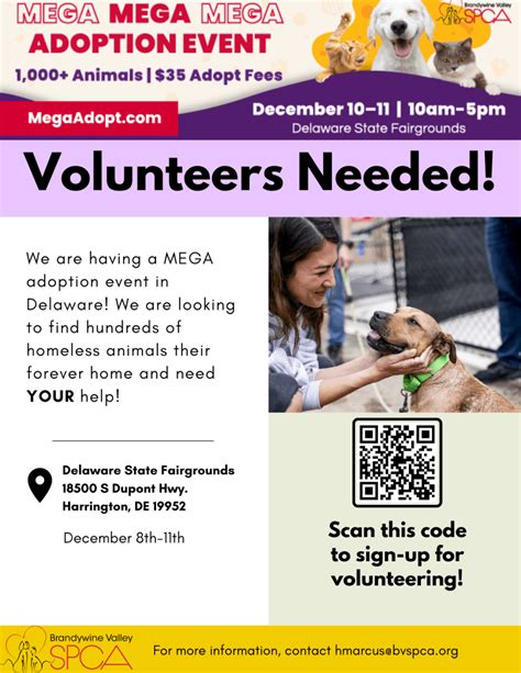 Brandywine Valley Spca Needs Volunteers For Mega Adoption Event Talk
