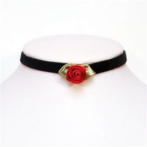 Victorian Gothic Velvet Choker Necklace With Elegant Red Rose Etsy