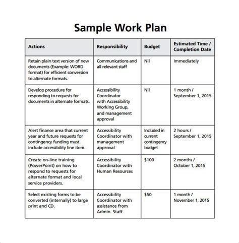 Work Plan Template 13 Download Free Documents For Word Excel Pdf