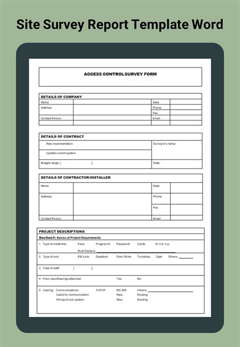 Site Survey Report Template Word
