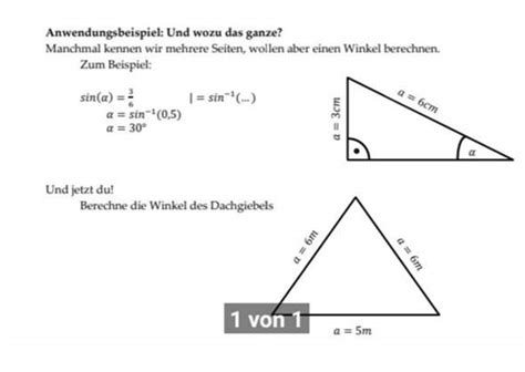 Ist die hypotenuse nicht weiters von belang, so bedient man sich des tangens. Ist mein Dreieck sinus, tangens oder cosinus? (Schule ...