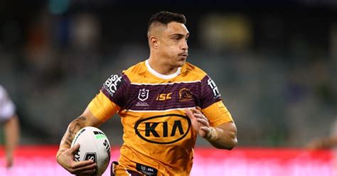 Kotoni staggs is reportedly considering legal action after a 'sensitive video' was released online/caption. NRL 2020: Brisbane Broncos, Kotoni Staggs, coach Gentle ...
