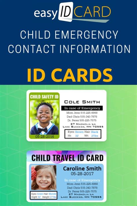 Kids Safety Id Card Id Card Children Child Safety