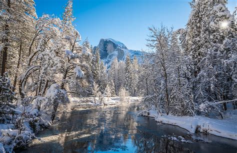 Yosemite Winter Half Dome Merced River Sentinel Bridge Fre Flickr