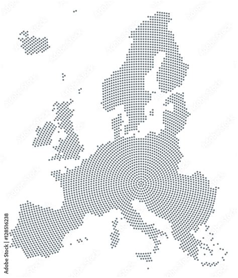 Europe Map Radial Dot Pattern Gray Dots Going From The Center Outwards