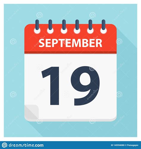 September 19 Calendar Icon Calendar Design Template Stock