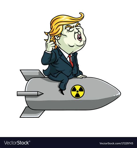 Donald Trump On Nuclear Missile Cartoon Royalty Free Vector
