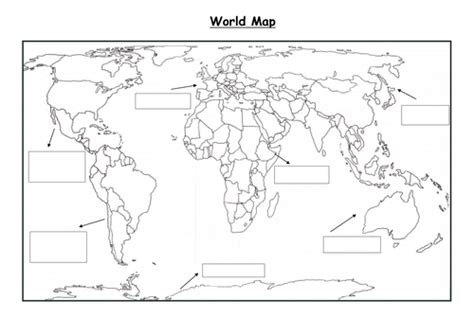 World Map With Continents Teaching Resources