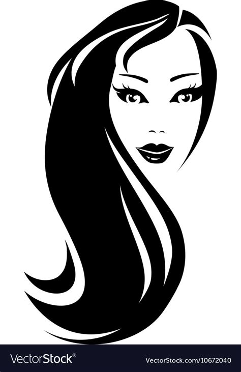 black silhouette woman with hair royalty free vector image