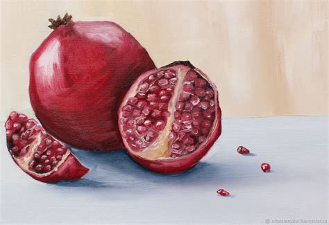 Oil Painting Pomegranate Still Life With Fruit