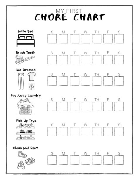 Free Preschool Age Chore Chart Titled My First Chore Chart Great For