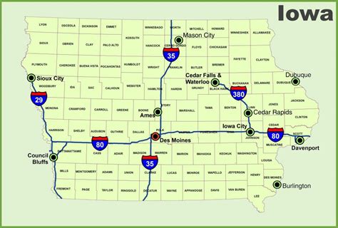 Printable Iowa Map Ruby Printable Map