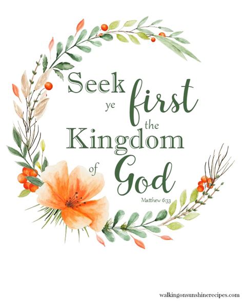 Matthew 633 Seek Ye First The Kingdom Of God Free Printable