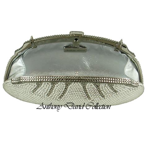 Silver Swarovski Crystal Clutch Evening Bag Handbag