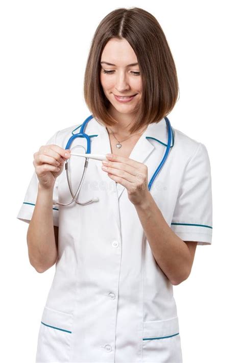Beautiful Brunette Woman Medical Worker Stock Image Image Of Showing
