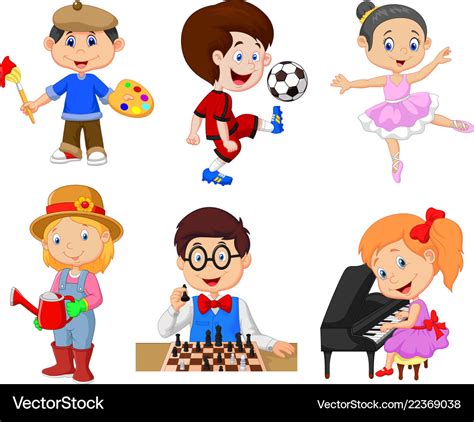 Cartoon Kids With Different Hobbies Royalty Free Vector