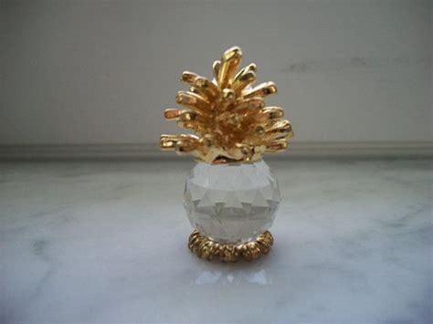 Crystal Pineapple Knick Knack Collectible Faceted Gold Plated