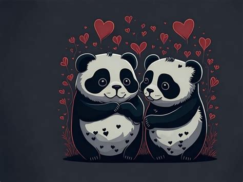 Premium Ai Image Couple Of Pandas Valentines Day Illustration Ai