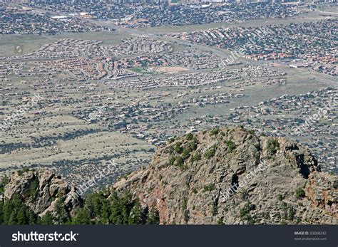 Aerial View Of Mountains And Urban Sprawl In Albuquerque New Mexico