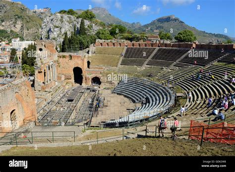 Greek Theatre Taormina Sicily Italy Stock Photo Alamy