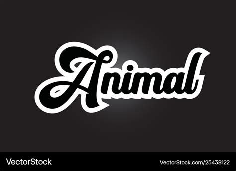 Black And White Animal Hand Written Word Text Vector Image