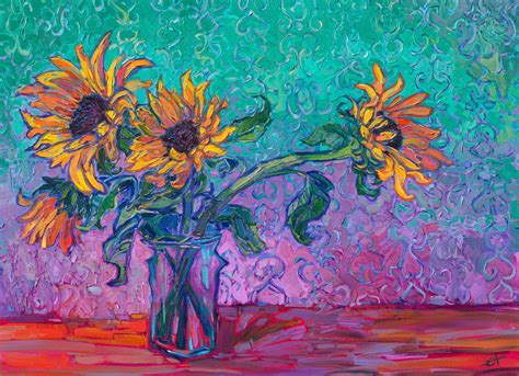 Expressive Sunflowers Bloom On Vibrant Open Impressionist Canvases My