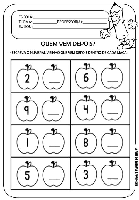 A Arte De Ensinar E Aprender Atividade Pronta Números Vizinhos