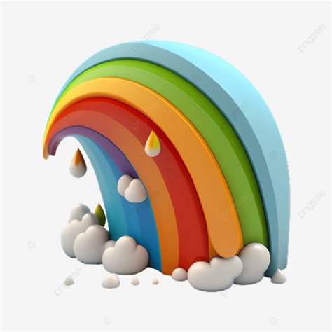Rainbow Raindrop Cloud Cute Cartoon Illustration Rainbow Raindrop