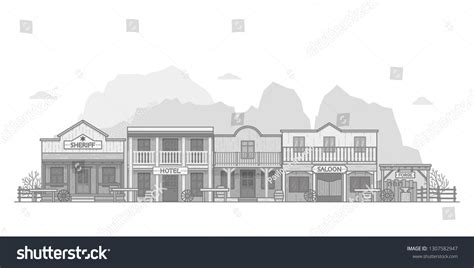 Wild West Town Landscape Old Western Stock Vector Royalty Free