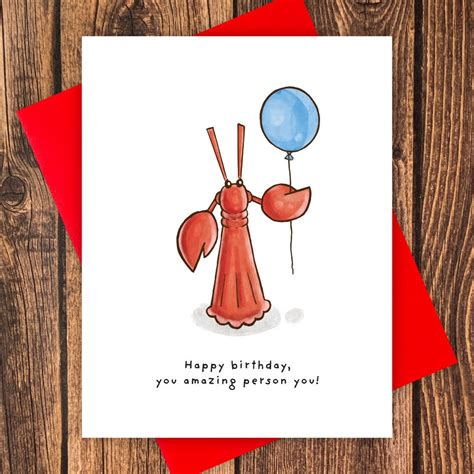 Little Lobster Happy Birthday Card Etsy