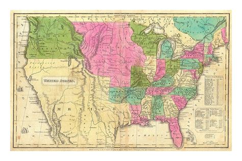 1830 Map Of United States And Territories Old Maps And Etsy Canada