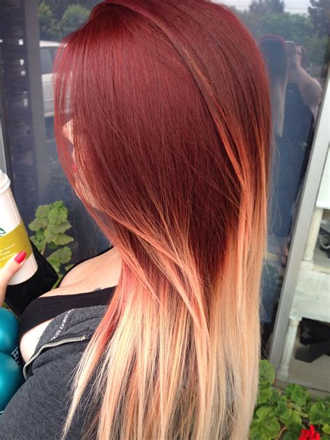 Red And Blonde Ombré Ombre Hair Blonde Red Blonde Hair Balayage Hair