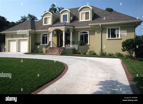 Exterior Of Upscale Suburban Home In Tampa Florida Usa Stock Photo