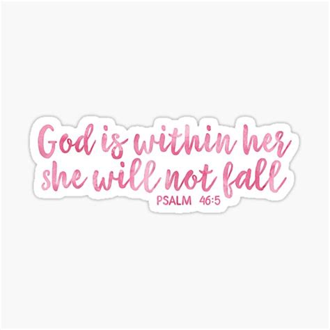 God Is Within Her She Will Not Fall Pink Watercolor Christian Quote